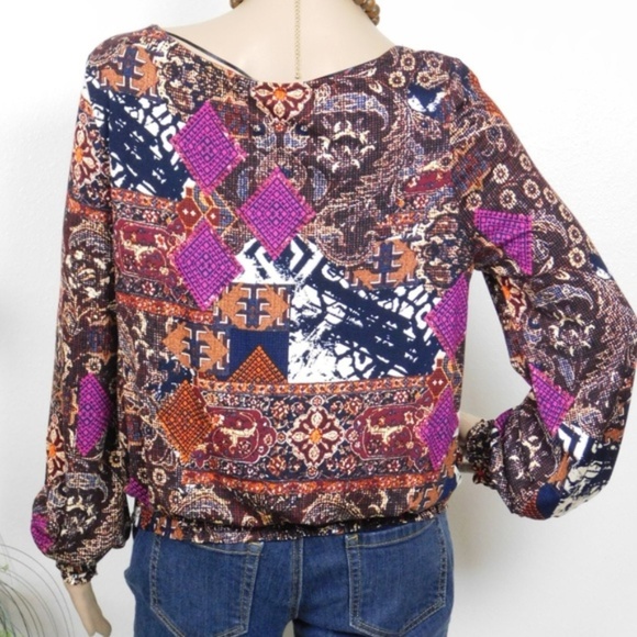 Cupio Smocked Top Boho Peasant Long Sleeve M New - Picture 6 of 8